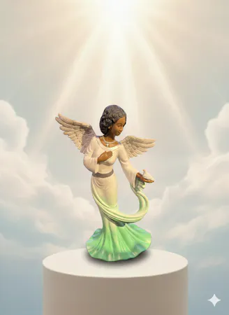 Angel Figurine with Peace Dove and Seafoam Gown