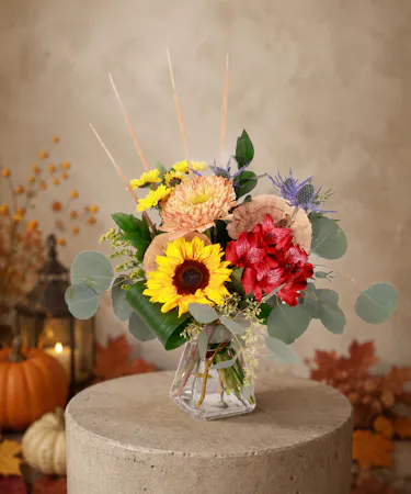 Sunflower, Mum and Alstroemeria Autumn Arrangement