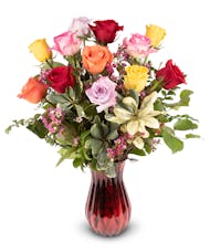 Cupid's Kiss - One Dozen Mixed Color Roses