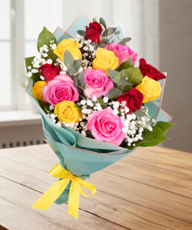 Multi Color Rose Hand-Tied Bouquet