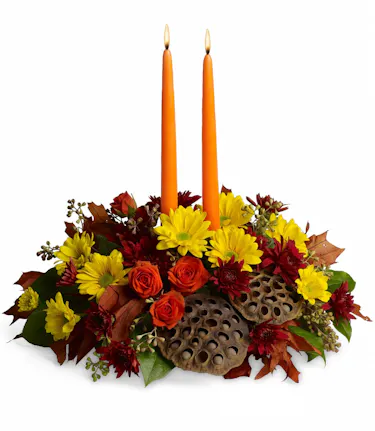Thanksgiving centerpiece with candles