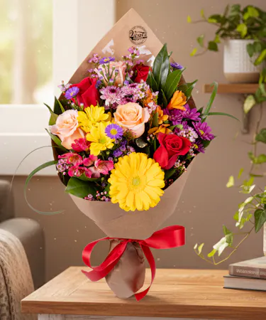 Gerbera Daisy and Rose Hand-Tied Arrangement