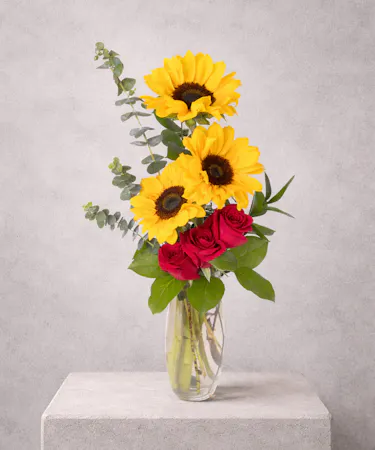 Sunflower and Rose Mixed Arrangement