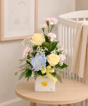 Rose, Carnation, and Mum Baby Arrangement